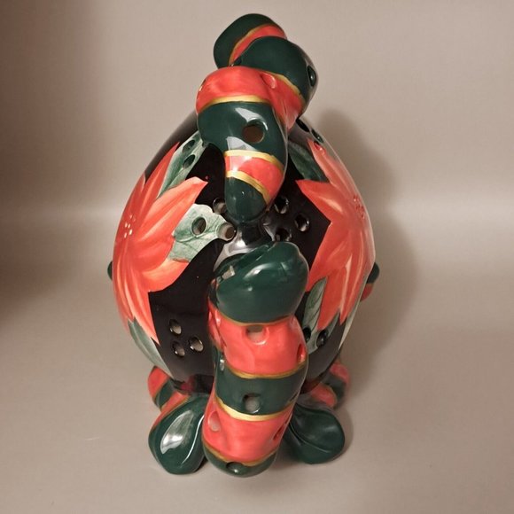 Apple Tree Designs Christmas Poinsettia Fish Tea Light Or Votive Candle Holder - Picture 5 of 10